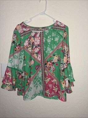 Green Floral Blouse - Women's